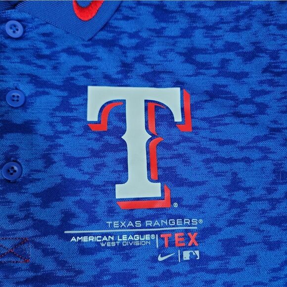 Nike Dri-Fit Texas Rangers Mens Golf MLB Baseball Polo Shirt Size XL Blue Rare - Picture 5 of 13